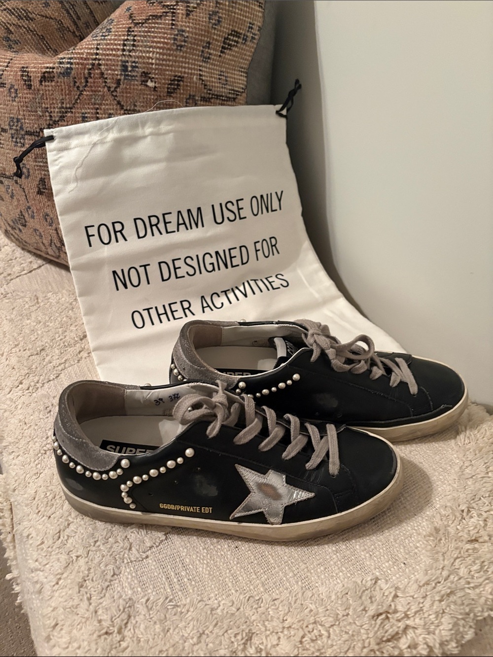 Golden Goose Super-Star GGDB Private EDT Leather Sneakers with Pearl Accent